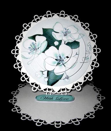 Apple Blossom Quick Card with Circle Pyramage Topper by Dianne Jackson