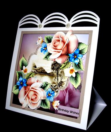 The Lake and Rose 7x7 Card with Decoupage by Dianne Jackson