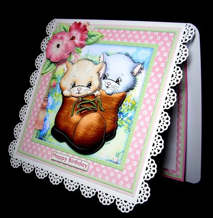 Kitten Boots 8x8 Cats Decoupage Mini Kit by Dianne Jackson