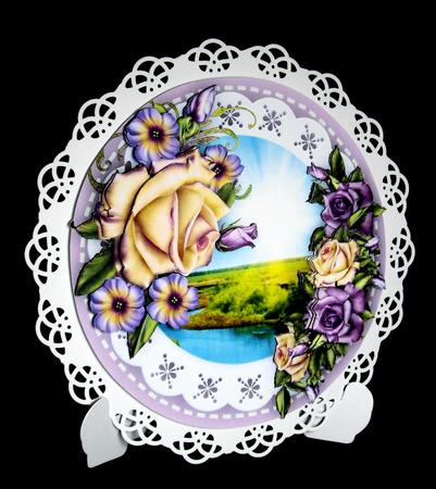 Lovely Plate and Stand with Lilac Roses  by Dianne Jackson