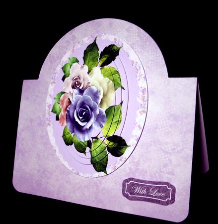 Pretty Lilac/pink Roses in Floral Frame Oval Pyramids by Dianne Jackson