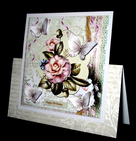 Camelia 7x7 Approx Card with Decoupage by Dianne Jackson