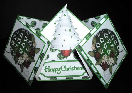 Christmas Tree in Green Double Diamond Fold Card by Dianne Jackson
