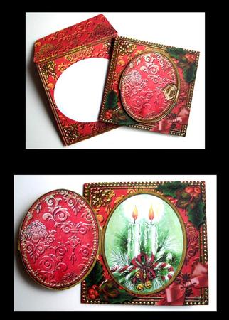 Candle Duo Holly Mini Locket Card Envelope All in One by Dianne Jackson