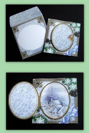 Blue Church Snow Mini Locket Card Envelope All in 1 by Dianne Jackson