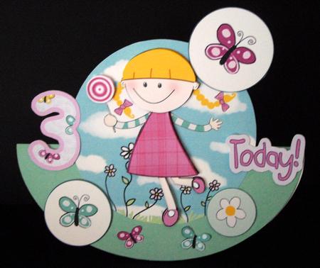 Little Girl Wobble Card Birthday Kit by Dianne Jackson