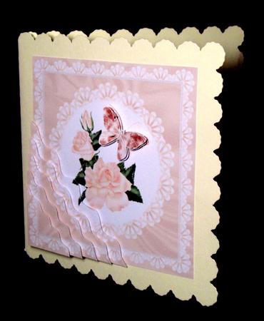 Delicate Lace with Roses and Butterfly Wavy Corner by Dianne Jackson
