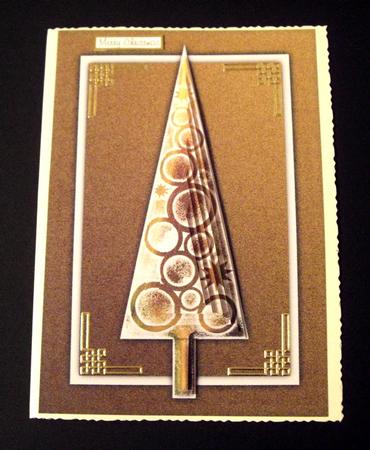 Gold Modern Christmas Tree Quick Card by Dianne Jackson