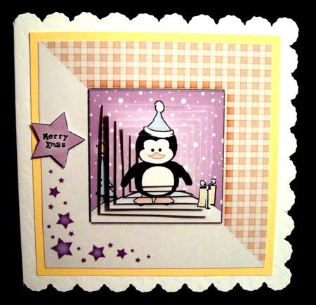 Cheeky Xmas Penguin Quick Card with Pyramage Topper by Dianne Jackson