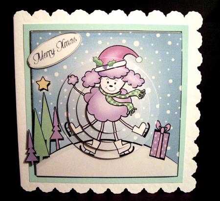 Cute Xmas Poodle Quick Card with Circle Pyramage Topper by Dianne Jackson
