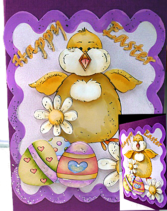 Happy Easter Chicky 3D Cardtopper & Tag by Di Simpson