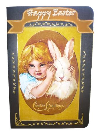 Vintage Happy Easter - Girl and Bunny by Di Simpson