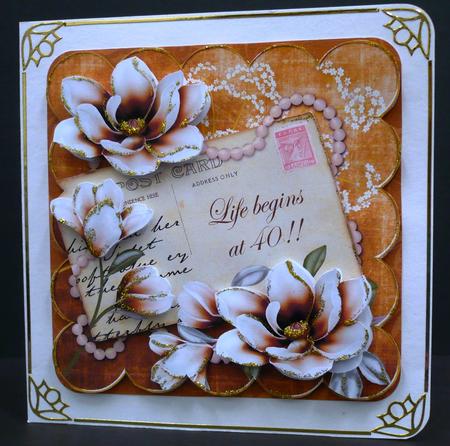 Chocolate Magnolia Life Begins 40! 8in Xtreme Decoupage Kit by Di Simpson