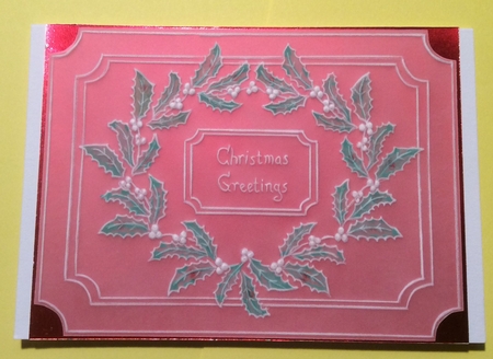 Holly Greetings Freestyle Parchment Card by Donna Girling