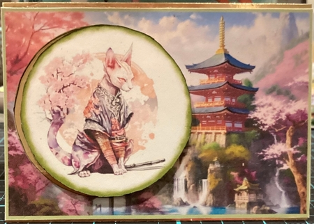 2 Samurai cats card fronts/toppers 4 by Donna Ritchie