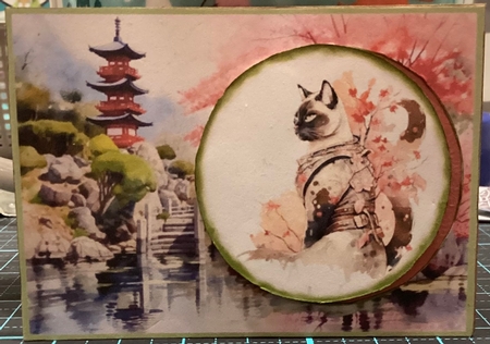 2 Samurai cats card fronts/toppers 4 by Donna Ritchie