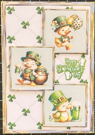 St Patricks Duck Three Square Quick Card by Donna Ritchie