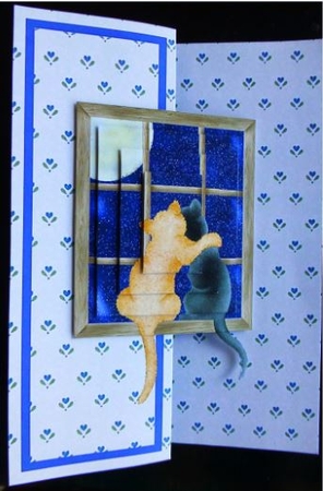 Two Cats Fold Back Card by Donna Ritchie