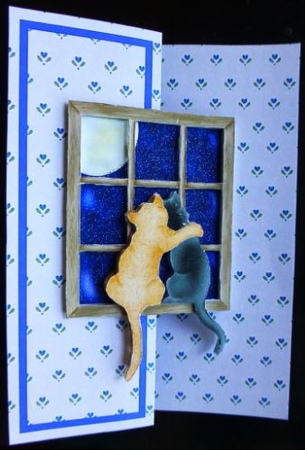 Two Cats Fold Back Card by Donna Ritchie