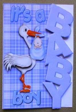 Baby Boy Word Cutout with Cute Stork by Donna Ritchie
