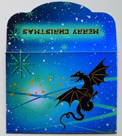 Christmas Dragon Money Wallet Blue Swirls by Donna Ritchie