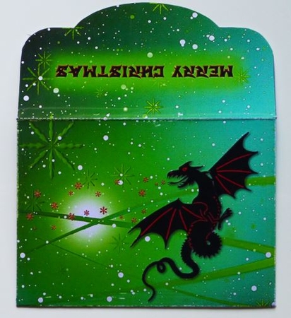Christmas Dragon Money Wallet Green Swirls by Donna Ritchie