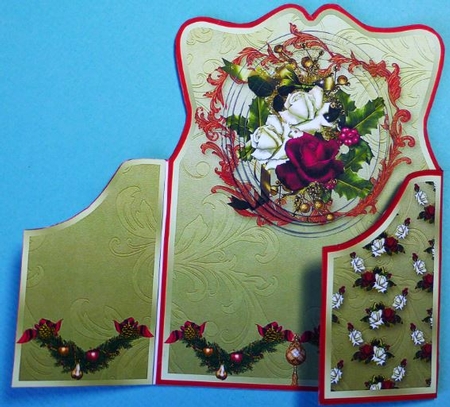 Christmas Roses Shaped Gatefold Card Mini Kit by Donna Ritchie