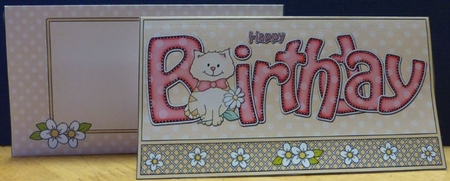 Birthday Little Cat Money or Gift Wallet Card Kit by Donna Ritchie