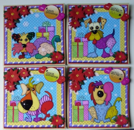 Raggy Xmas Dogs 15 Sheet Bumper Kit by Donna Ritchie