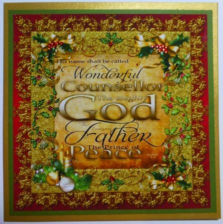 GOLD AND HOLLY CHRISTIAN CHRISTMAS CARD TOPPER by Donna Ritchie