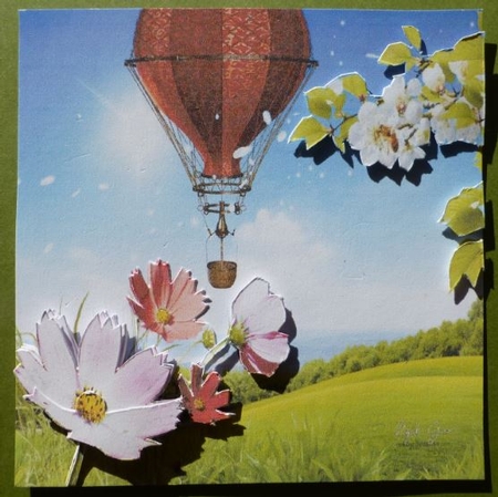Hot Air Balloons - Balloon Daisy Flight 6 - 3D Decoupage + Insert & Tag by Donna Ritchie