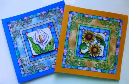 Stained Glass Floral 8x8 Card Fronts Bumper Kit by Donna Ritchie