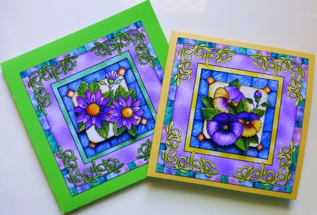 Stained Glass Floral 8x8 Card Fronts Bumper Kit by Donna Ritchie