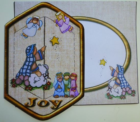 SWINGING DOOR CARD, ENVELOPE, DECOUPAGE, LINERS - HE REIGNS by Donna Ritchie
