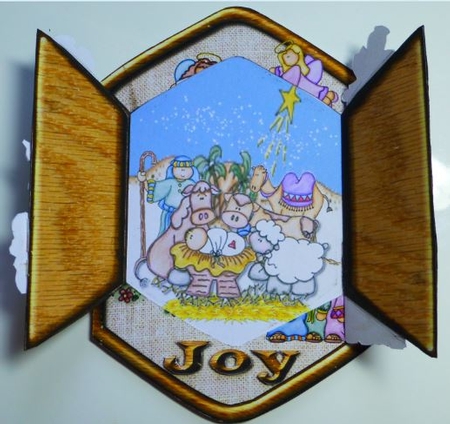 SWINGING DOOR CARD, ENVELOPE, DECOUPAGE, LINERS - HE REIGNS by Donna Ritchie
