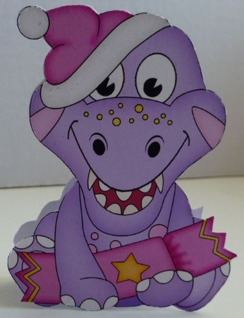 3D Shaped Christmas Card Kit - Cute Little Lizzy Dino by Donna Ritchie