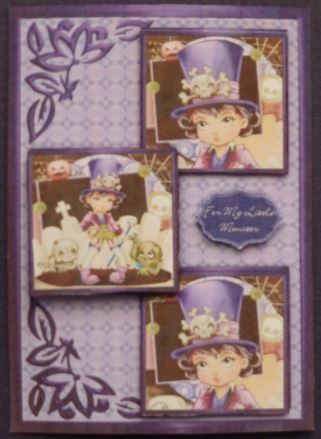 Little Monster Three Square Quick Card by Donna Ritchie