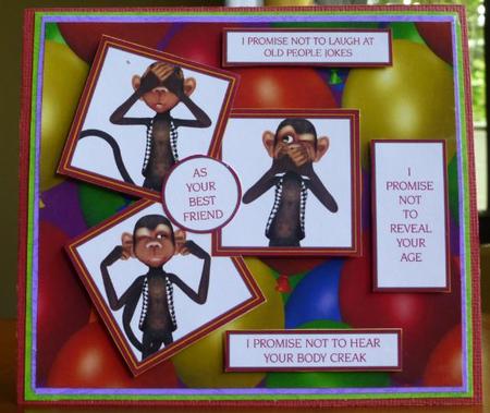Monkey 3 Humour Birthday Card by Donna Ritchie