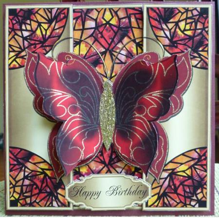 Butterfly Stained Glass Effect Card Front 1 by Donna Ritchie