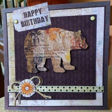 Altered Art Bear Card Topper by Donna Ritchie