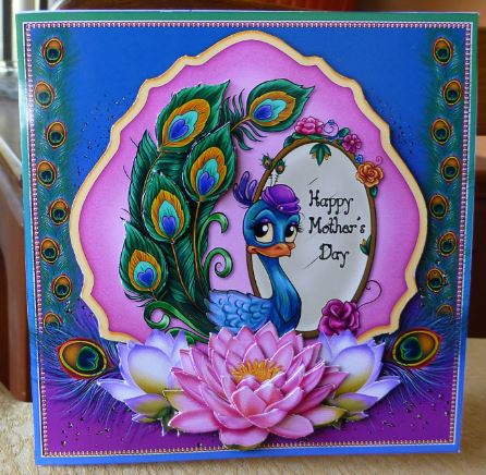 Lady Peacock Mother's Day 8x8 by Donna Ritchie