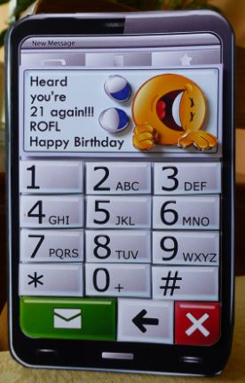 Mobile Phone 21 Again Rofl Quick Card Topper by Donna Ritchie