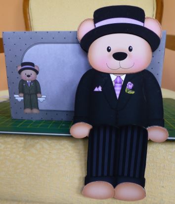 3D on the Shelf Card Kit - Wedding Groom Austin Bear by Donna Ritchie