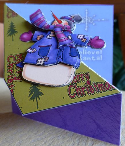 Blue Snowman -corner Fold Back by Donna Ritchie