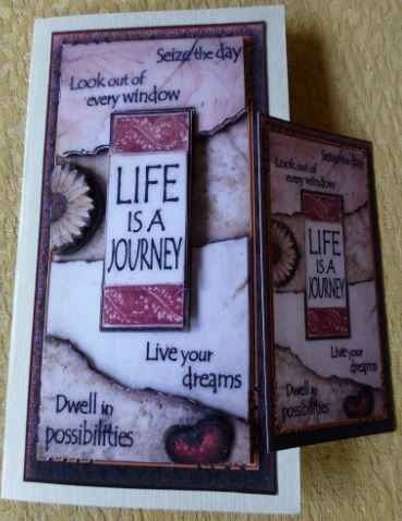 Life is a Journey - Motto Decoupage Dl Card by Donna Ritchie