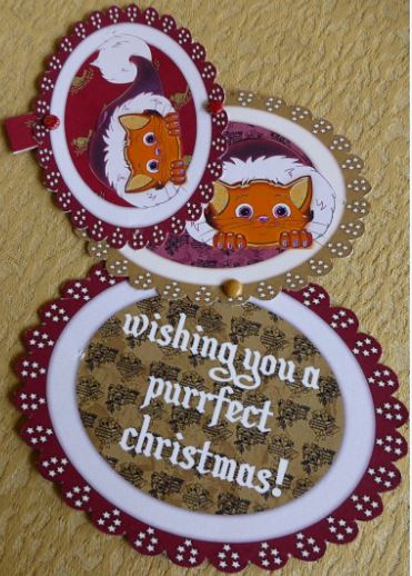 Purrfect Christmas Cat in Hat Swivel Trio Card by Donna Ritchie