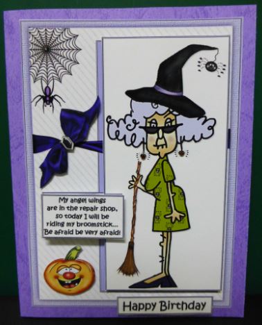 Stella Will Be Flying for Halloween/birthday Quick Card by Donna Ritchie