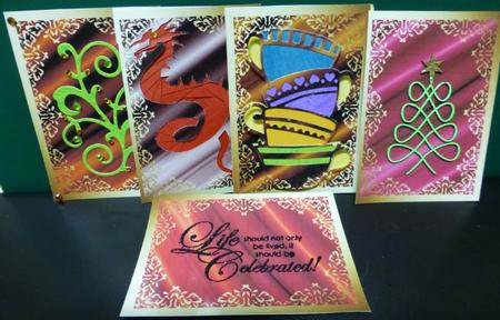 Framed Silk Atc Card Bases Set by Donna Ritchie
