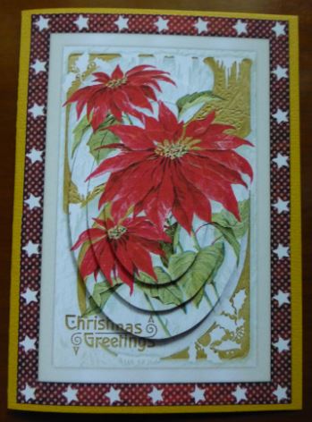 Vintage Christmas Poinsettias Oval Pyramid by Donna Ritchie