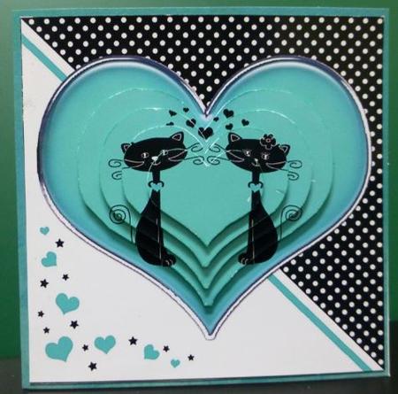 Kool Kats Purrfect Love Quick Card with Heart Shaped Pyramage by Donna Ritchie